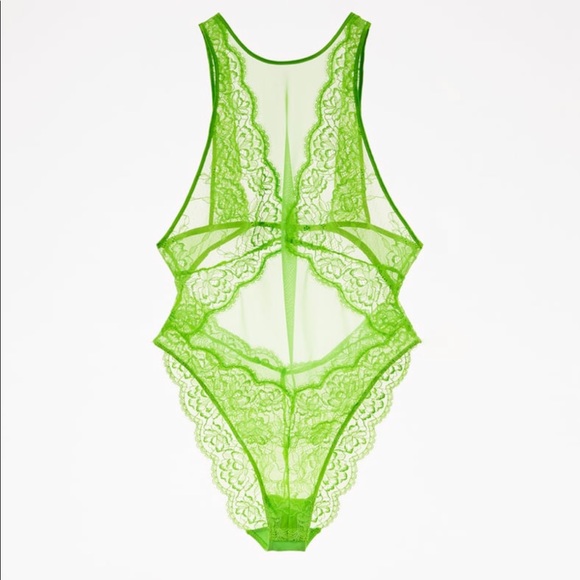 Zara Other - Lace bodysuit neon green